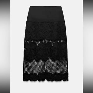 Zara Black Lace Midi Skirt
